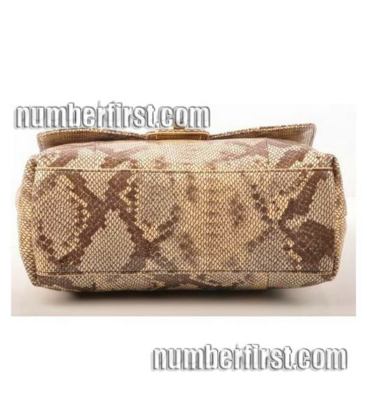 Fendi Snake Veins pattern Leather Small Handbag Coffee-3