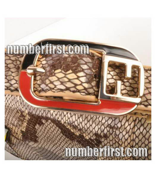 Fendi Snake Veins pattern Leather Small Handbag Coffee-5