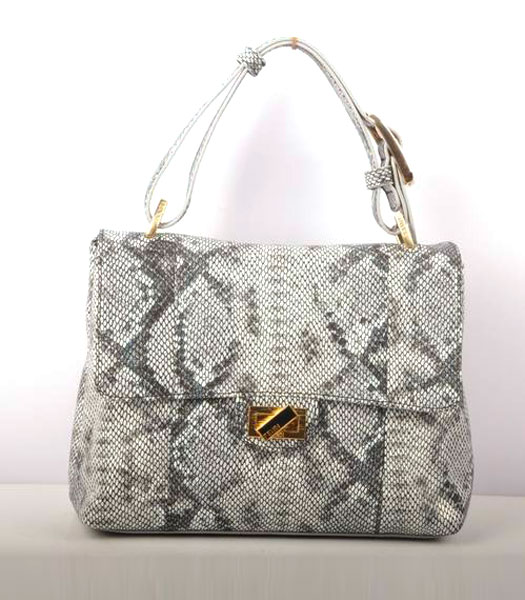 Fendi Snake Veins pattern Leather Small Handbag Grey
