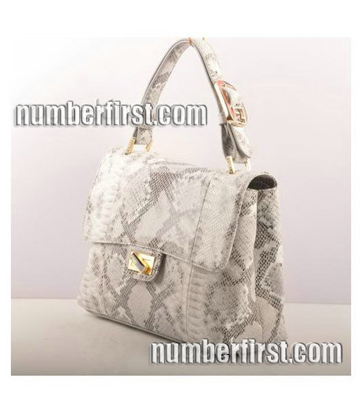 Fendi Snake Veins pattern Leather Small Handbag White-1