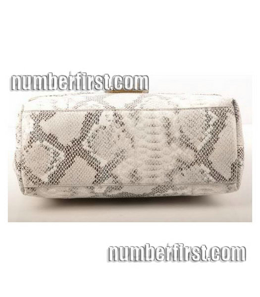 Fendi Snake Veins pattern Leather Small Handbag White-3
