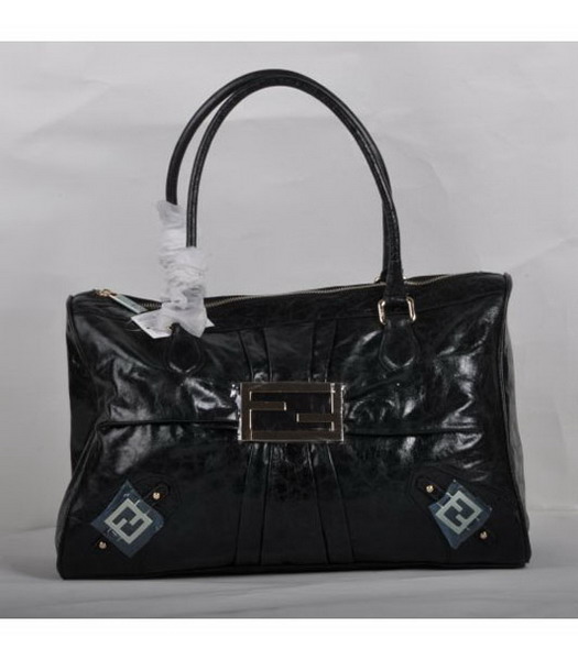 Fendi Tote Bag Black Oil Leather