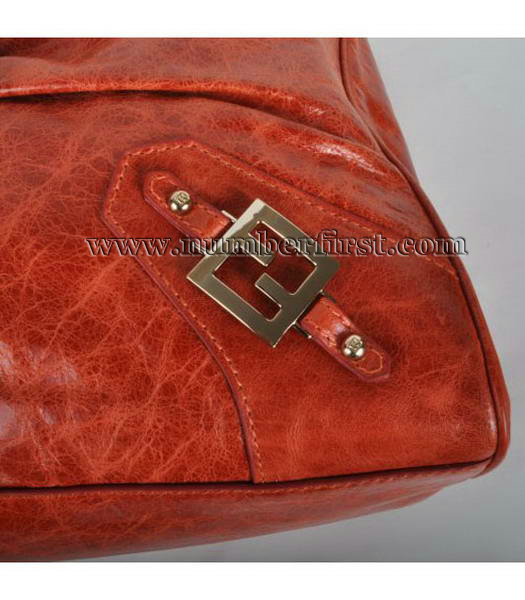 Fendi Tote Bag Orange Oil Leather-4