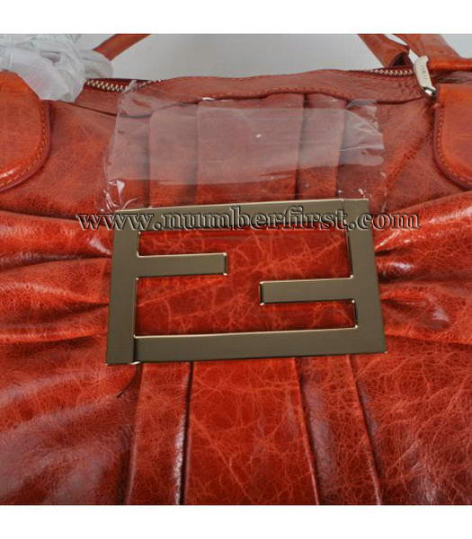 Fendi Tote Bag Orange Oil Leather-5