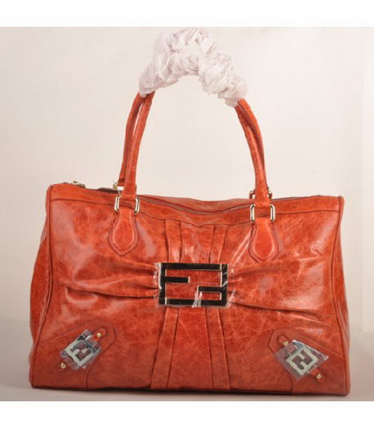 Fendi Tote Bag Orange Oil Leather
