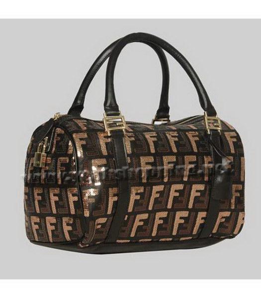 Fendi Tote Black Lambskin Double Color Sequin Handbag-1