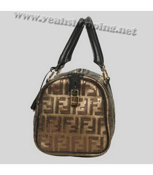 Fendi Tote Bronze Lambskin Black Sequin Handbag-2