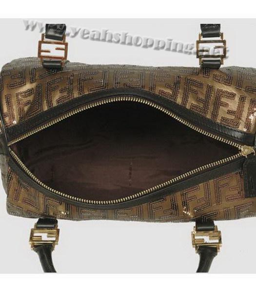 Fendi Tote Bronze Lambskin Black Sequin Handbag-4