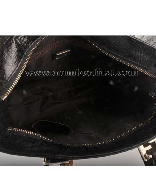 Fendi Tote Shoulder Bag Black Leather-4