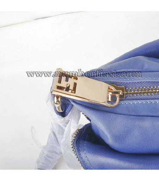 Fendi Tote Shoulder Bag Blue Oil Leather-1-3