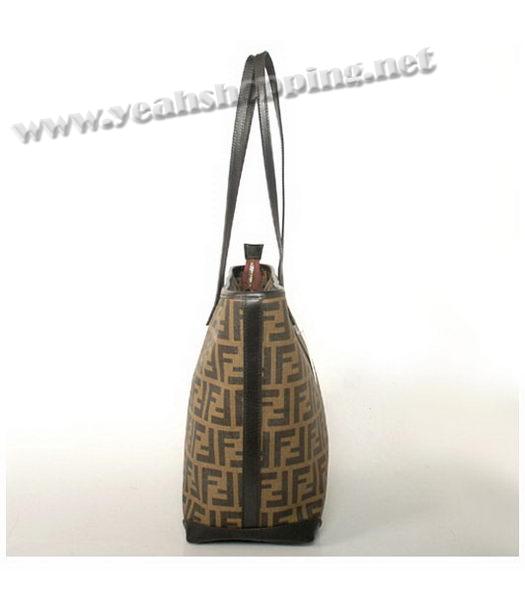 Fendi Waterproof Fabric Shopper Handbags with Coffee Leather-1