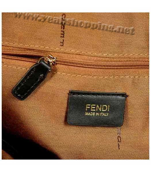 Fendi Waterproof Fabric Shopper Handbags with Coffee Leather-4