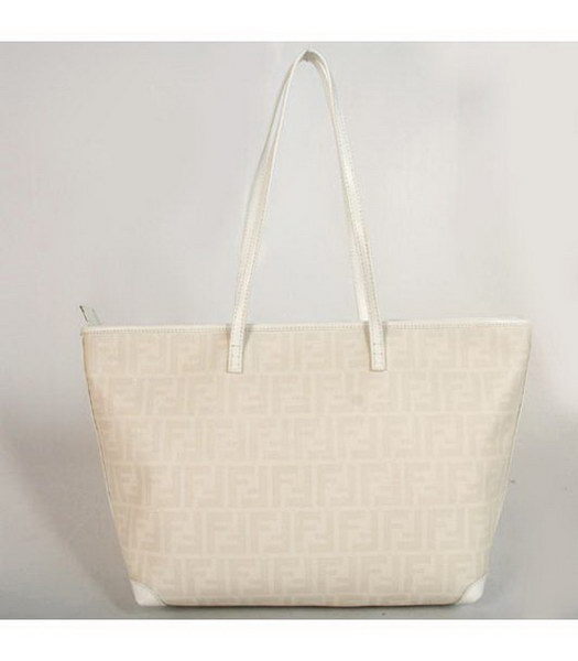 Fendi Waterproof Fabric Shopper Handbags with White Leather