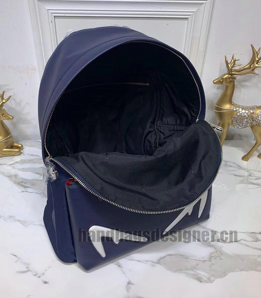 Fendi White Eye Nyon With Black Calfskin Leather Backpack-5
