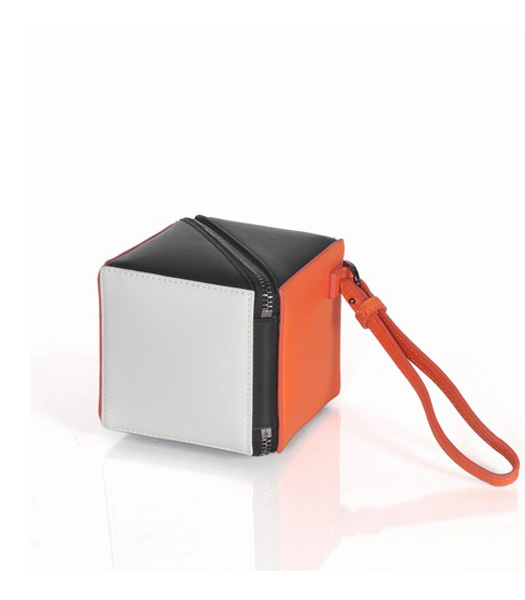 Fendi White/Orange/Black Leather Magic Cube Handbag