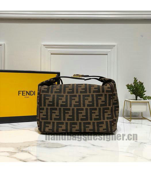 Fendi With Original Calfskin Leather Vintage Shoulder Bag Brown-2