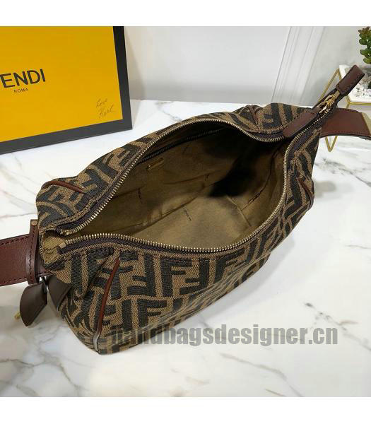 Fendi With Original Calfskin Leather Vintage Shoulder Bag Brown-6