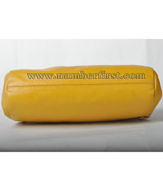 Fendi Wood Handle Tote Bag Togo Leather Yellow-2