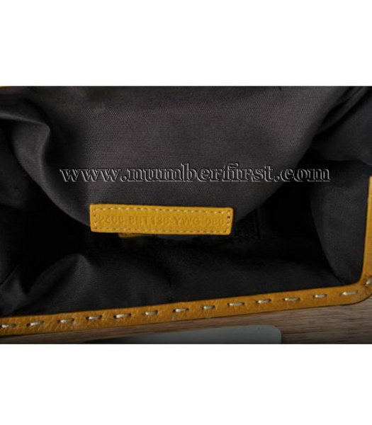 Fendi Wood Handle Tote Bag Togo Leather Yellow-4