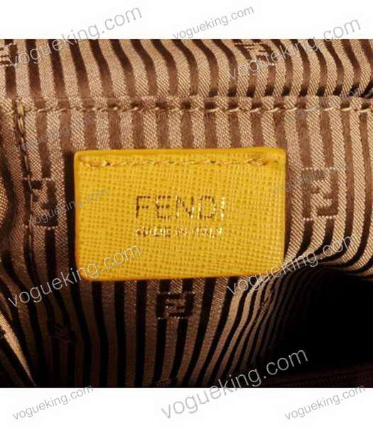 Fendi Yellow Calfskin Covered By Holes With Black Leather Small Tote Bag-6