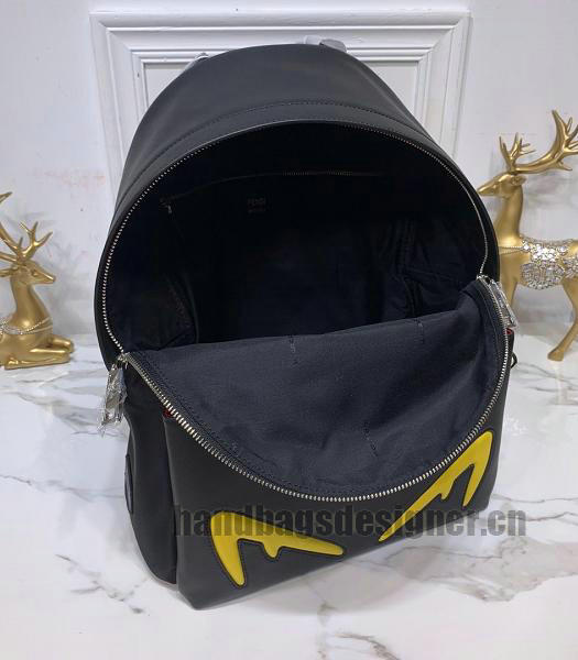 Fendi Yellow Eye Nyon With Black Calfskin Leather Backpack-3