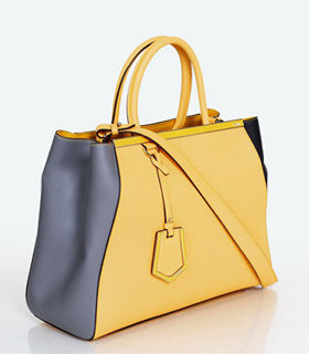 Fendi Yellow/Grey/Black Cross Veins Leather Medium Tote Bag