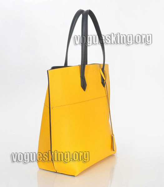 Fendi Yellow Original Leather Shopping Tote Bag-1