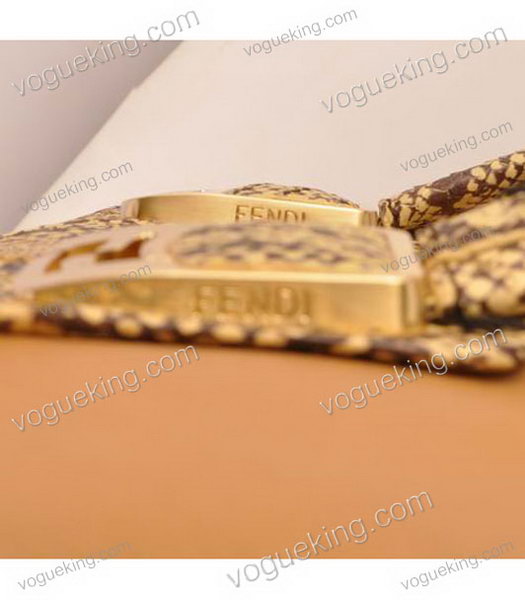 Fendi Yellow Snake Veins Leather With Apricot Ferrari Leather Tote Bag-5
