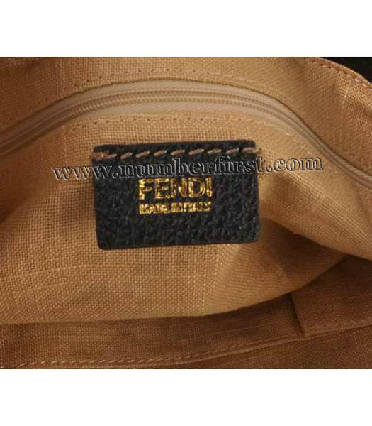 Fendi Zucca Belt Horse Head Tote Bag in Black Leather-6