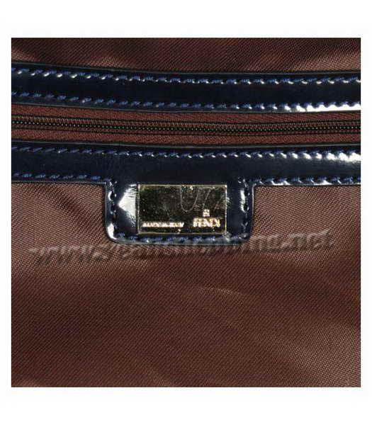 Fendi Zucca FF Bag with Blue Leather Trim-5
