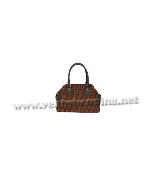 Fendi Zucca FF Bag with Coffee Leather Trim-2