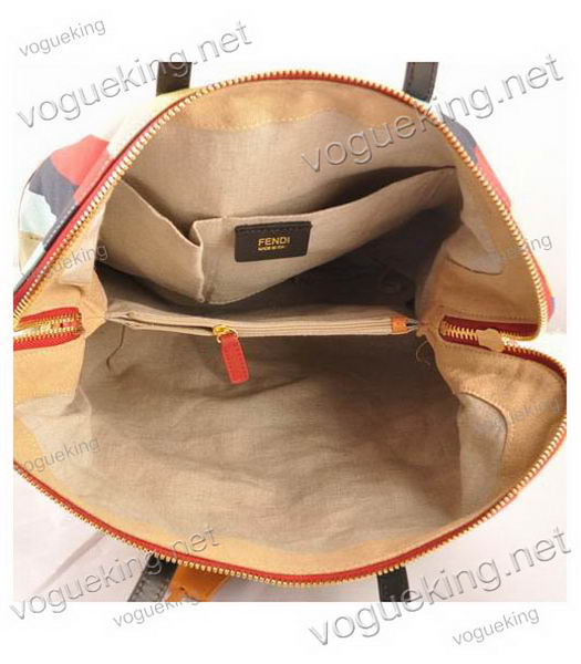 Fendi Zucca Shopper Handbag Multicolor Striped Fabric With Yellow Leather-6