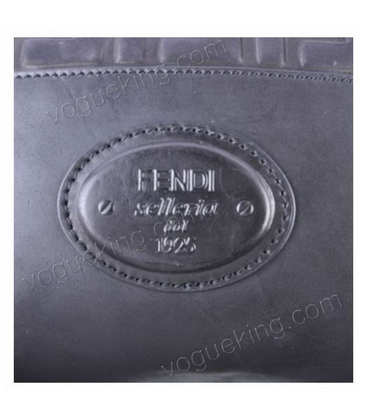 Fendi Zucca Shopper Handbag With Black Embossed Leather-4