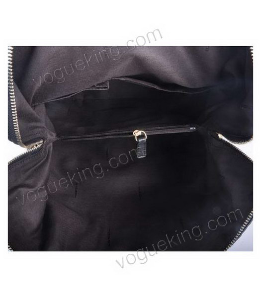 Fendi Zucca Shopper Handbag With Black Embossed Leather-6