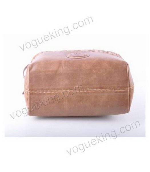 Fendi Zucca Shopper Handbag With Light Coffee Embossed Leather-3