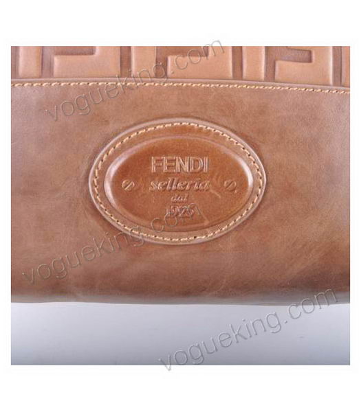 Fendi Zucca Shopper Handbag With Light Coffee Embossed Leather-4