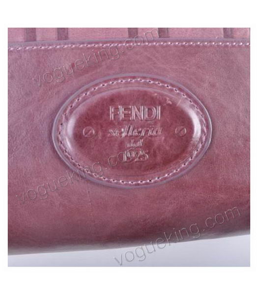 Fendi Zucca Shopper Handbag With Purple Embossed Leather-4