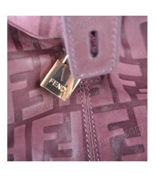 Fendi Zucca Shopper Handbag With Purple Embossed Leather-5