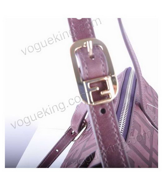 Fendi Zucca Shopper Handbag With Purple Embossed Leather-6