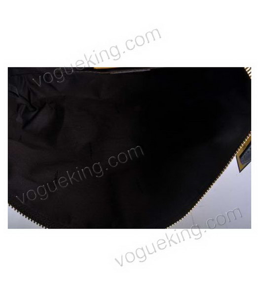 Fendi Zucchino Spalmati F Fabric With Black Leather Shoulder Bag-6
