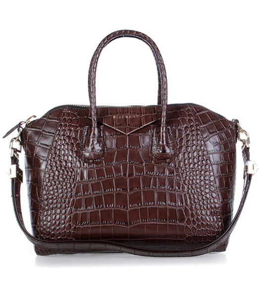 Givenchy Antigona Croc Veins Leather Bag in Coffee