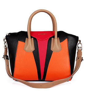 Givenchy Antigona Fuhcsia/Black/Orange Leather Tote Bag