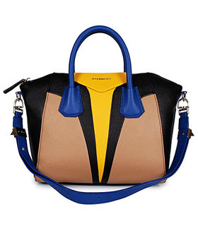 Givenchy Antigona Lemon Yellow/Black/Apricot/Blue Leather Tote Bag