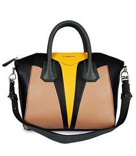 Givenchy Antigona Lemon Yellow/Black/Apricot/Khaki Leather Tote Bag