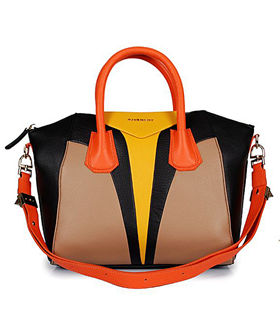 Givenchy Antigona Lemon Yellow/Black/Apricot/Orange Leather Tote Bag