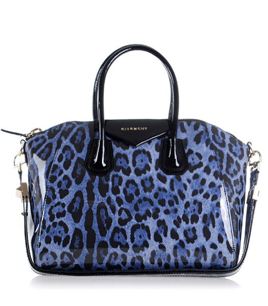 Givenchy Antigona Leopard Print Leather Bag in Blue