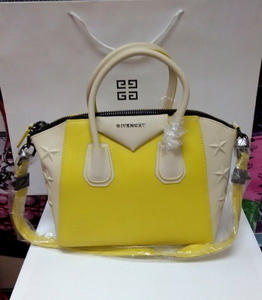 Givenchy Antigona Star Lemon Yellow With Offwhite Leather Bag