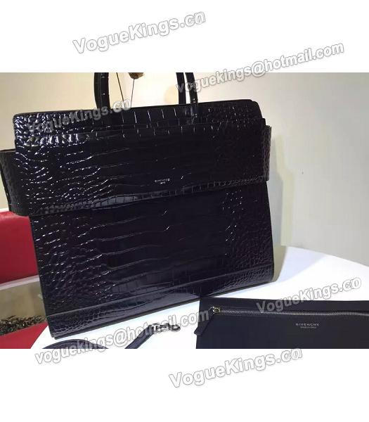 Givenchy Horizon 28cm Black Leather Croc Veins Top Handle Bag-1