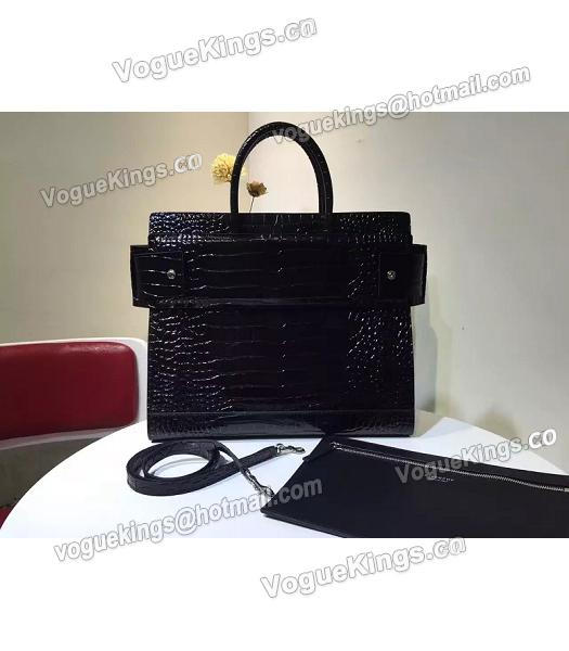 Givenchy Horizon 28cm Black Leather Croc Veins Top Handle Bag-2