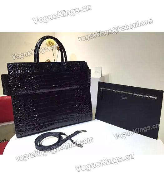 Givenchy Horizon 28cm Black Leather Croc Veins Top Handle Bag-3